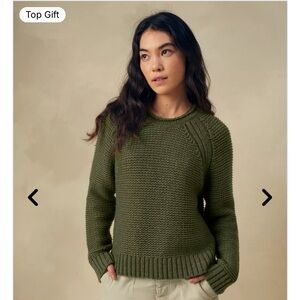 Prana Cades Cove Sweater, L, New Without Tags! Green with Pink Accent Stitching!